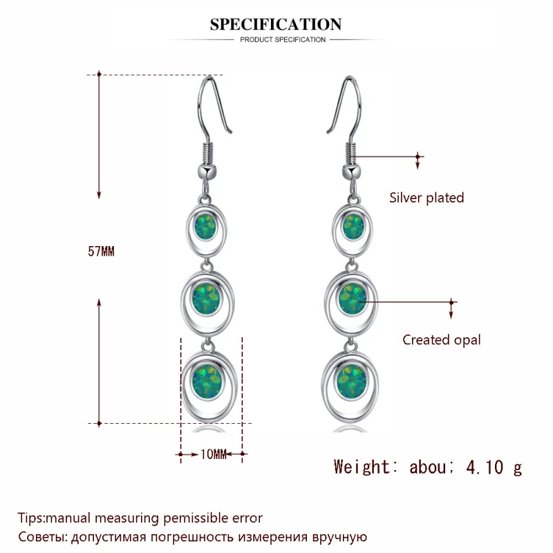 Rolilason Специальный круглый дизайн для Для женщин зеленый огненный опал Серебро