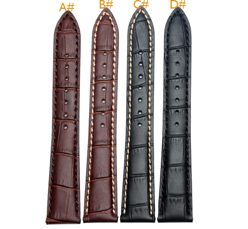 

NEW High quality Crocodile Grain Geuine Leather With White Stitching Watch Bands Straps 18mm 19mm 20mm 21mm 22mm Free Shipping