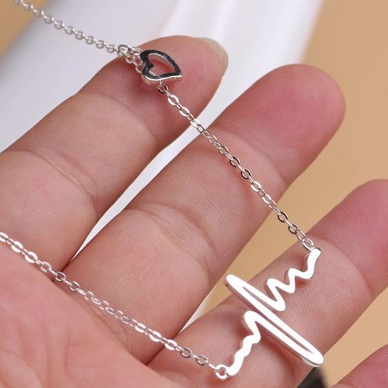 Модное ожерелье ECG Love Shape титановая сталь розовое золото женская подвеска цепочка