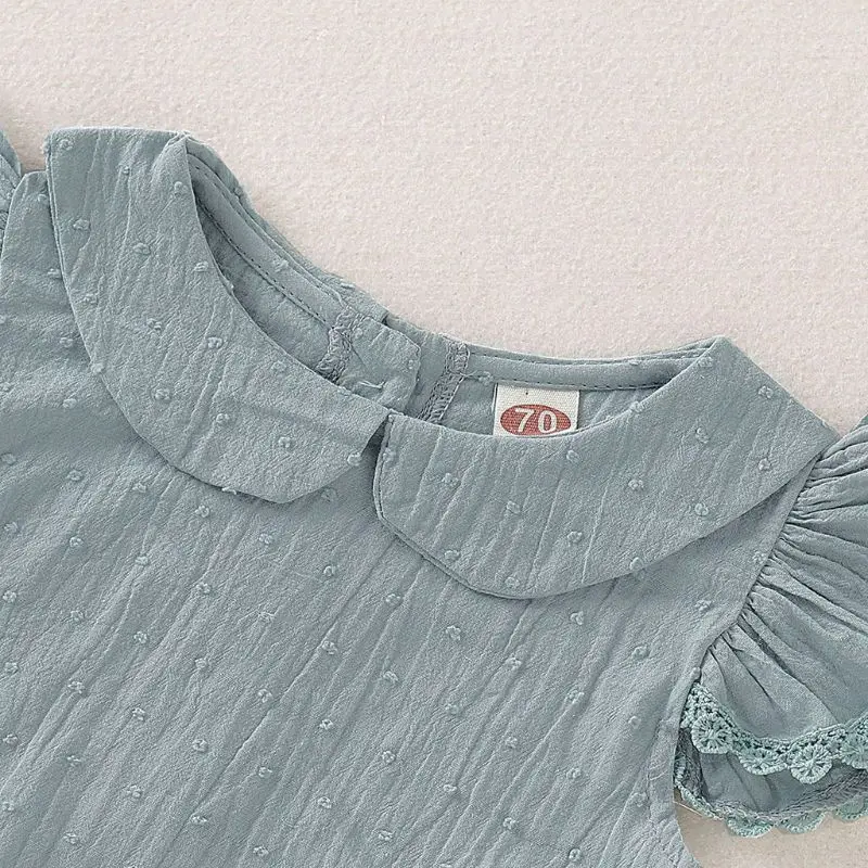 Одежда для новорожденных девочек рукав с рюшами Питер Пэн воротник кукла