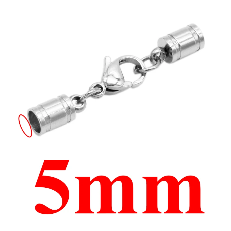 hole 5mm 5 шт./лот, 2, 3, 4, 5, 6 мм, застежка-карабин, застежка из нержавеющей стали, пряжка с кожаным шнуром для изготовления кожаных браслетов DIY - Цвет: hole 5mm