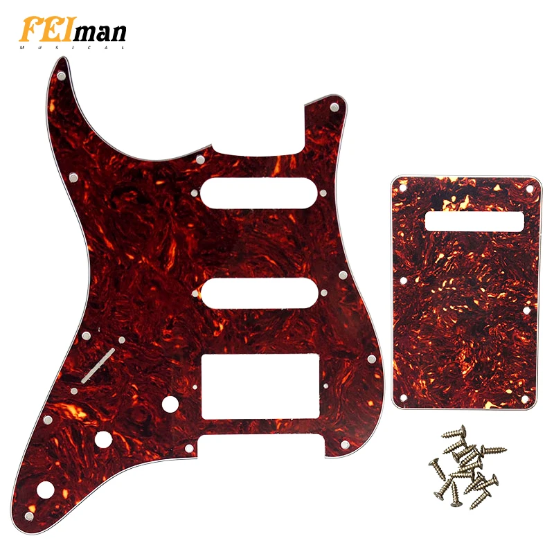 

Pleroo Guitar Parts Left Handed Pickguard With Back Plate And Screws For Fender Strat Standard ST HSS With PAF Humbucker