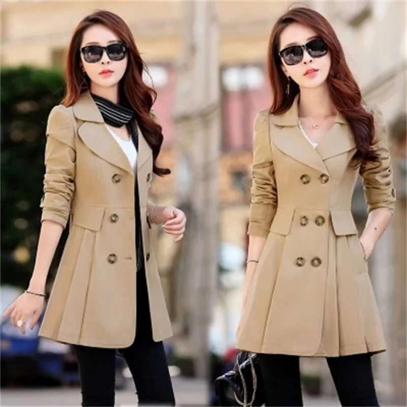 

Spring and autumn women's windbreaker in the long section of Korean Slim was thin plus size fashion wild coat
