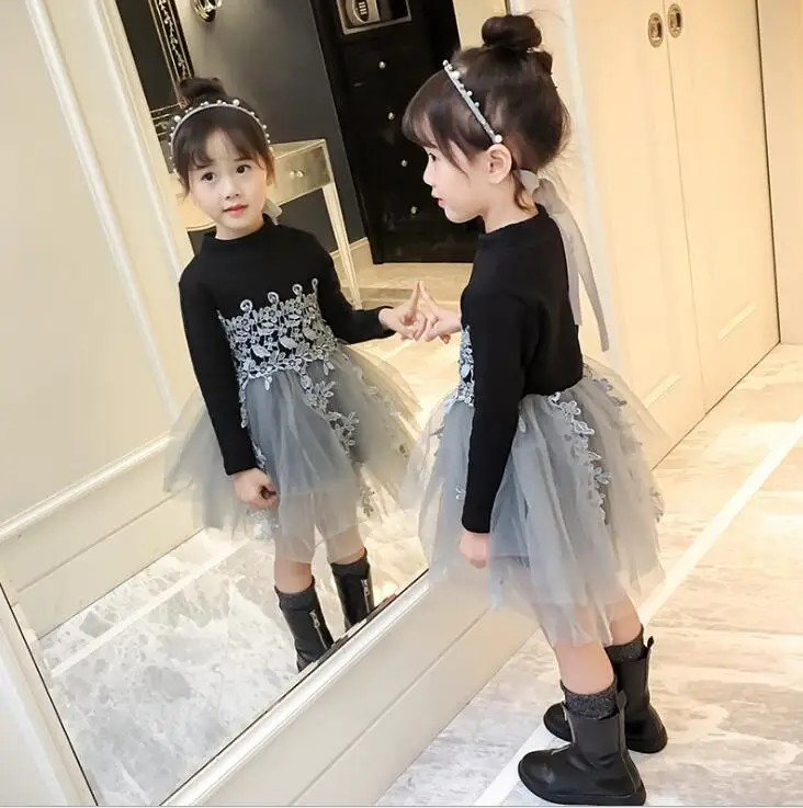 Girls Dress 2019 Spring New Children's Wear Korean Female Baby Knit Sweater Princess Petal Mesh | Детская одежда и обувь