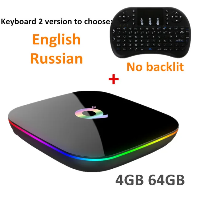 Q Plus Android 9,0 Смарт ТВ приставка Allwinner H6 Четырехъядерный 4 ГБ ОЗУ 32 ГБ/64 Гб 1080p 4K USB3.0 Netflix Смарт медиа приставка - Цвет: 4G64G EN i8 keyboard