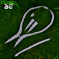be 8 luxury sparking brilliant cubic zircon drop earring necklace heavy dinner jewelry set wedding bridal dress accessories s065