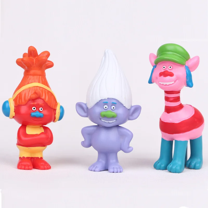 Новый горячий 6 шт./компл. 2016 DREAMWORKS фильм тролли Поппи ветка Biggie фигурки из ПВХ