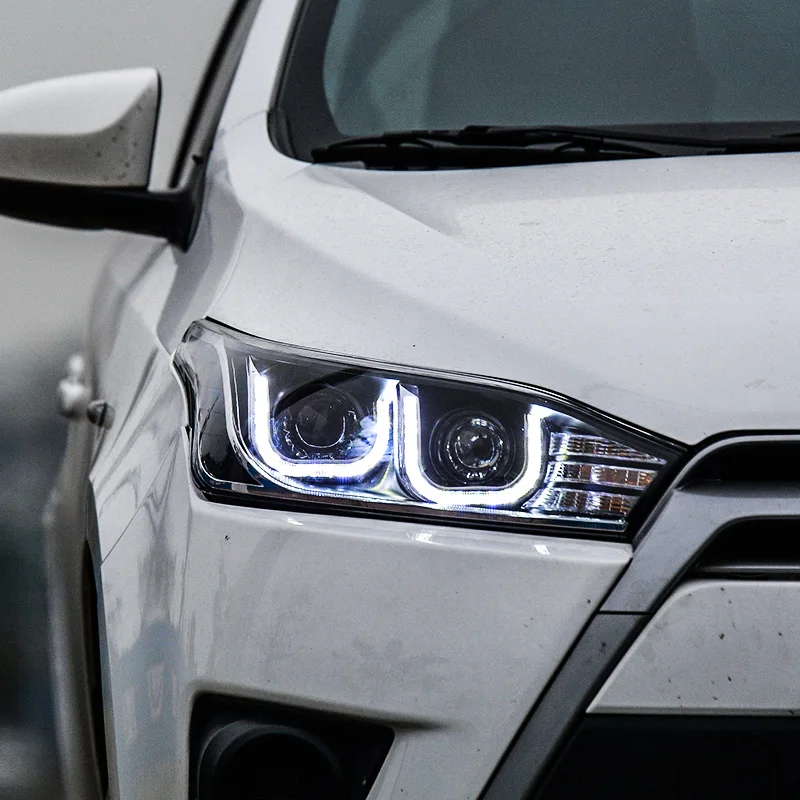 

Автостайлинг KOWELL для Toyota Yaris фары 2014-2015 Новинка Yaris светодиодный ные фары DRL Биксеноновые линзы дальний и ближний свет противотуманный