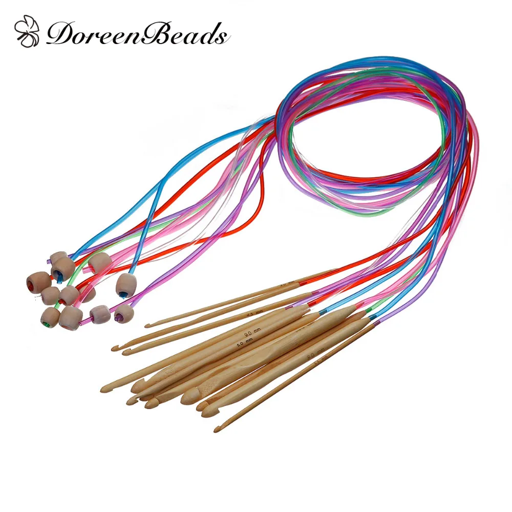 DoreenBeads натурального бамбука гибкий афганский тунисский ковер крючки игл в случайном порядке, 130 см в длину, 1 набор(12 шт./компл