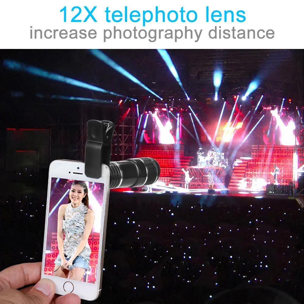Aceyoon Мобильный объектив телескопа универсальный зажим оптический 12X мобильный