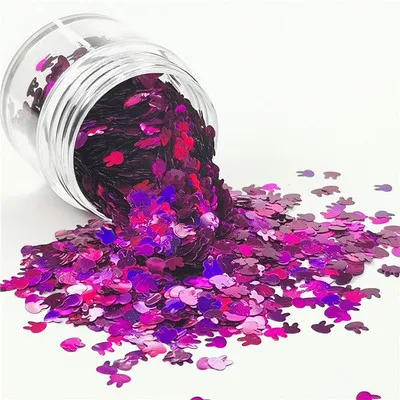 laser rose red Ультратонкие блестящие пайетки для рукоделия в форме кролика, 4 мм, ПЭТ пайетки для маникюра, свадьбы, Рождества, конфетти, 8 г - Цвет: laser rose red