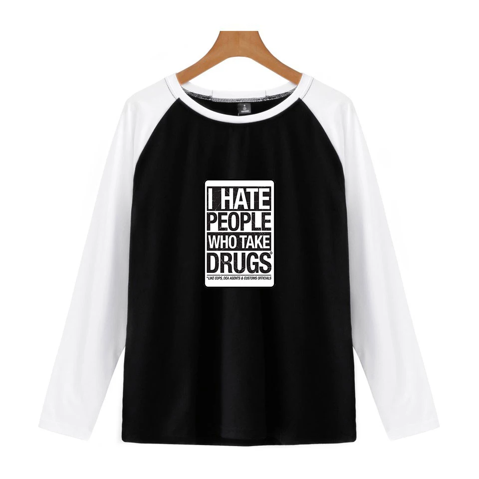 Новинка женская футболка с длинными рукавами и принтом I Hate People kawaii для отдыха в
