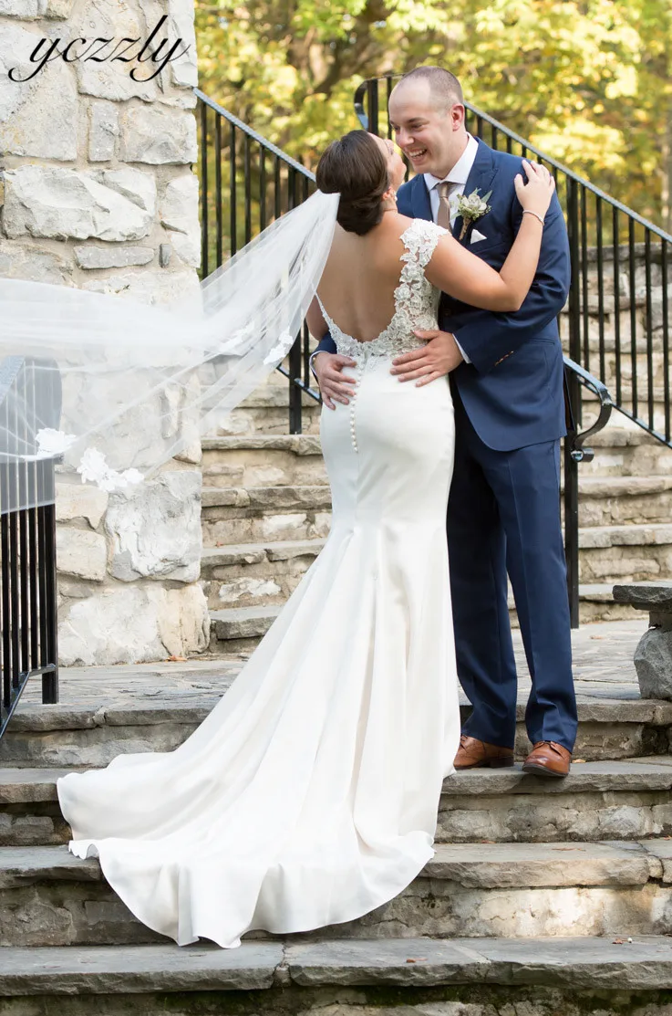 Real Brides Plus Size Wedding Dress 2019 Elegant Backless Soft Satin Mermaid Long Appliques Bridal Gown Big | Свадьбы и торжества