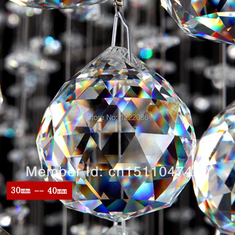 5 шт. 40 мм Хрустальный граненый шар + крючок для люстры замена хрусталя декор