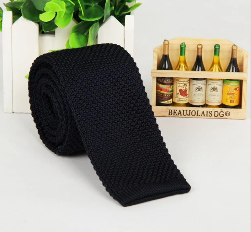 Бесплатная доставка + оптовая продажа вязаный однотонный галстук тонкий узкий на