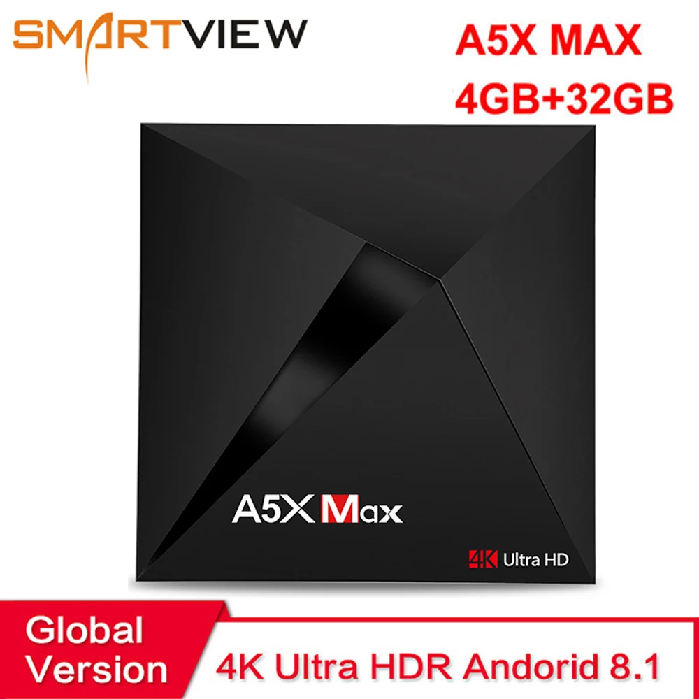 A5X MAX ТВ коробка RK3328 Android 8 1 4G/32G Поддержка HDMI 4 K OTT WI-FI UHD Bluetooth PK H96 Pro Media Player |