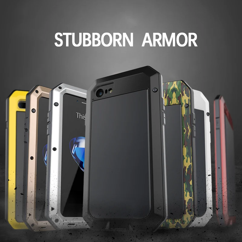 For iPhone 7 Metal Zinc alloy Silicone Protective Water/ Dirt/Shock proof Luxury Doom Armor life phone Case |