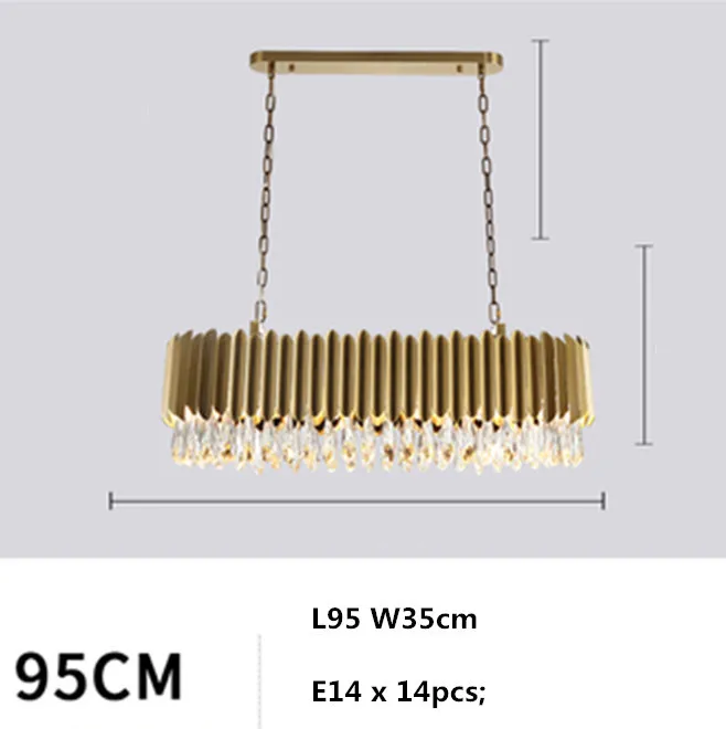 gold L95cm E14x14 Современный Блестящий Круглый стальной E14 светодиодный подвесной светильник фойе K9 хрустальный светодиодный подвесной светильник Внутреннее освещение Регулируемая цепочка Подвесная лампа - Цвет корпуса: gold L95cm E14x14