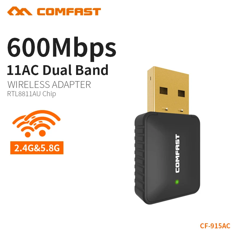 COMFAST Mini AC 600 Мбит/с WiFi адаптер USB WIFI антенна Wi Fi ключ Беспроводная сеть LAN карта для ПК настольный приемник CF 915AC|