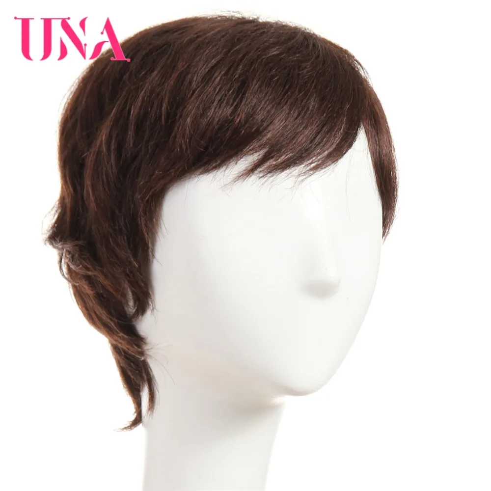 UNA человеческие волосы машинные парики для женщин Remy 120% плотность прямые