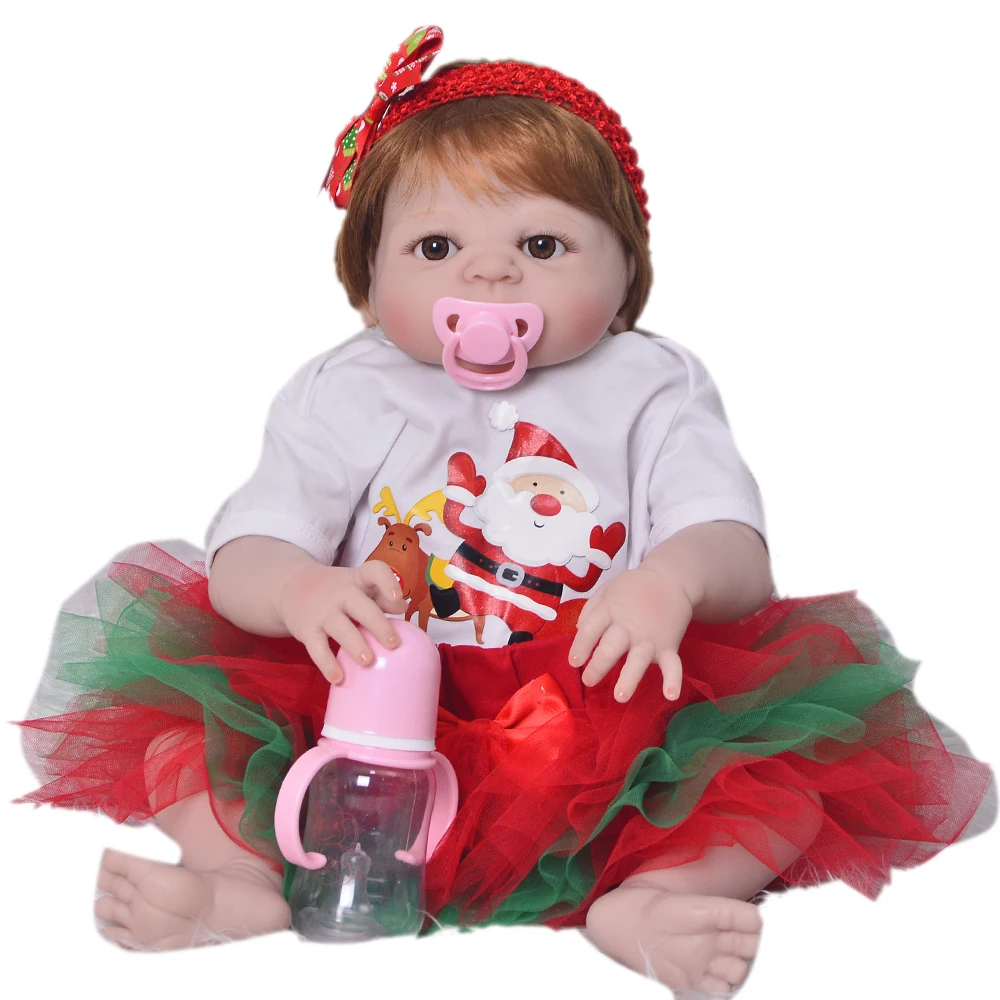 23 дюйма Boneca bebes reborn girl силиконовые виниловые куклы для новорожденных 57 см