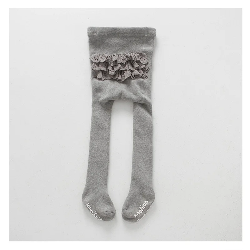 Новинка 2017 однотонные детские кружевные колготки с цветами для маленьких