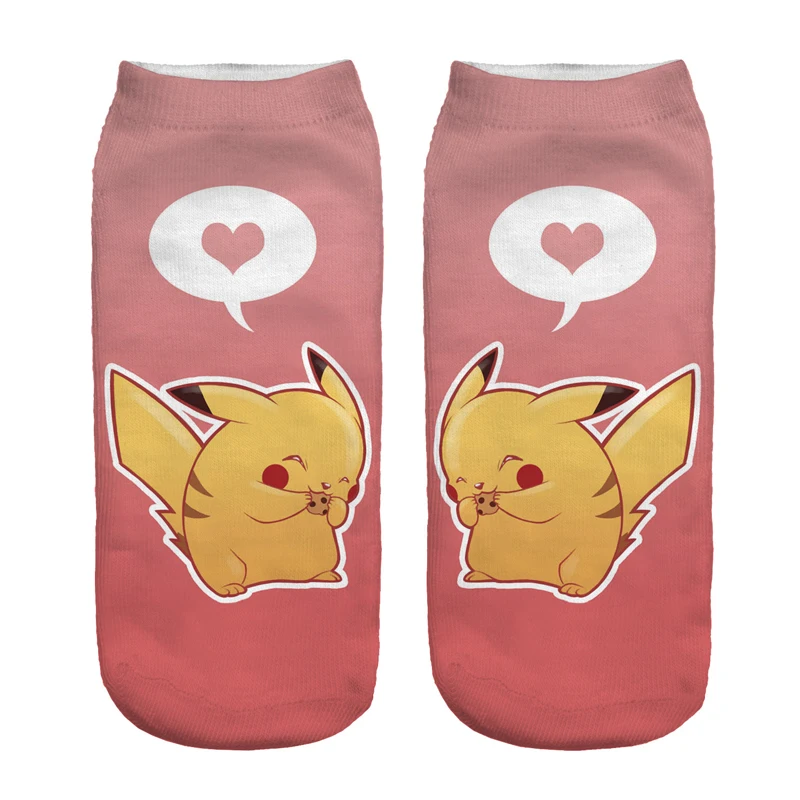 3D носки в стиле харакдзюку Мужские Женские носки модные популярные Покемон нейтральные низкие носки с принтом