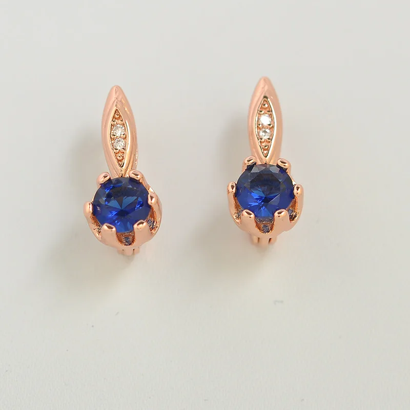 Navy Blue Милые серьги ishowle из розового золота 585, корейские женские серьги-гвоздики с натуральным цирконием, минимализм, женские модные ювелирные изделия esp22 - Окраска металла: Navy Blue