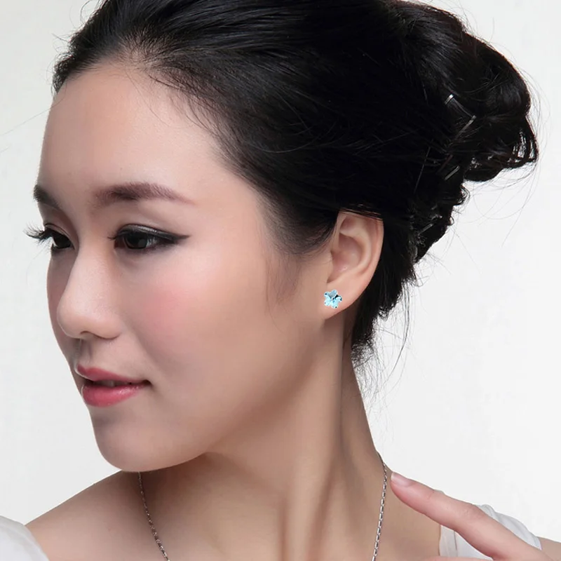 Серьги гвоздики в виде цветка сакуры с кристаллами 10 мм|earrings stud|piercing earringsflower earring