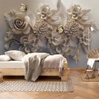 3D-обои на заказ wellyu, красивые стерео фото фрески, рельефные цветы для гостиной, бабочки, фон для телевизора, 3d обои, фреска