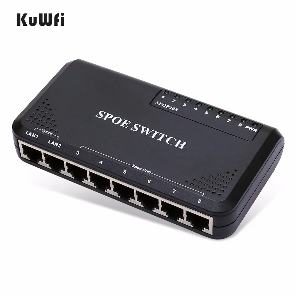 Коммутатор KuWFi 90 Вт 8 портов PoE 10/100 Мбит/с POE Ethernet для ip камеры сетевой коммутатор