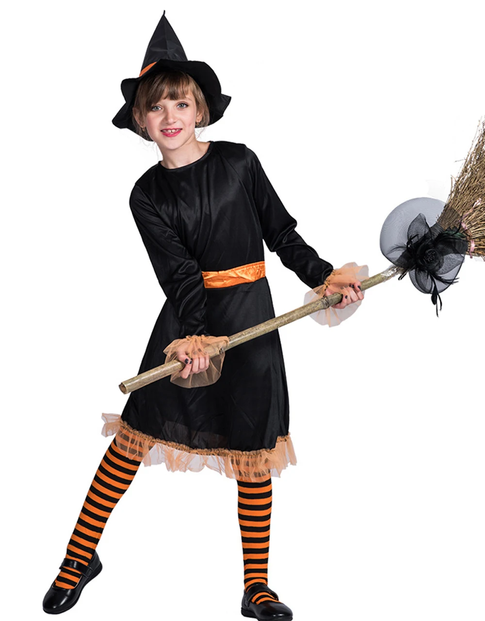 

Girls Halloween Coaplay Dress With Hat Children Girls Witch Costume Kids Masquerade Infant Christmas Festival Baby Clothes