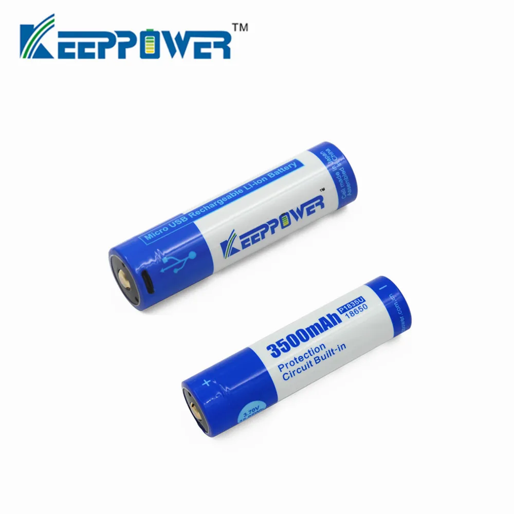 2 шт. оригинальный Keeppower P1835U micro USB встроенный аккумулятор 18650 3 7 V 3500mAh Прямая