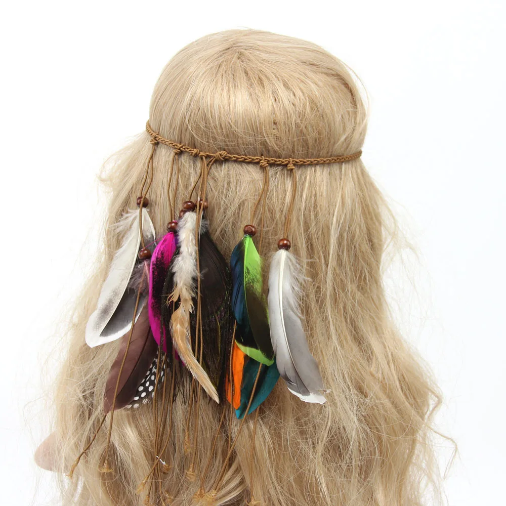 Повязка на голову в оплетке с перьями павлина аксессуары для женщин и девушек