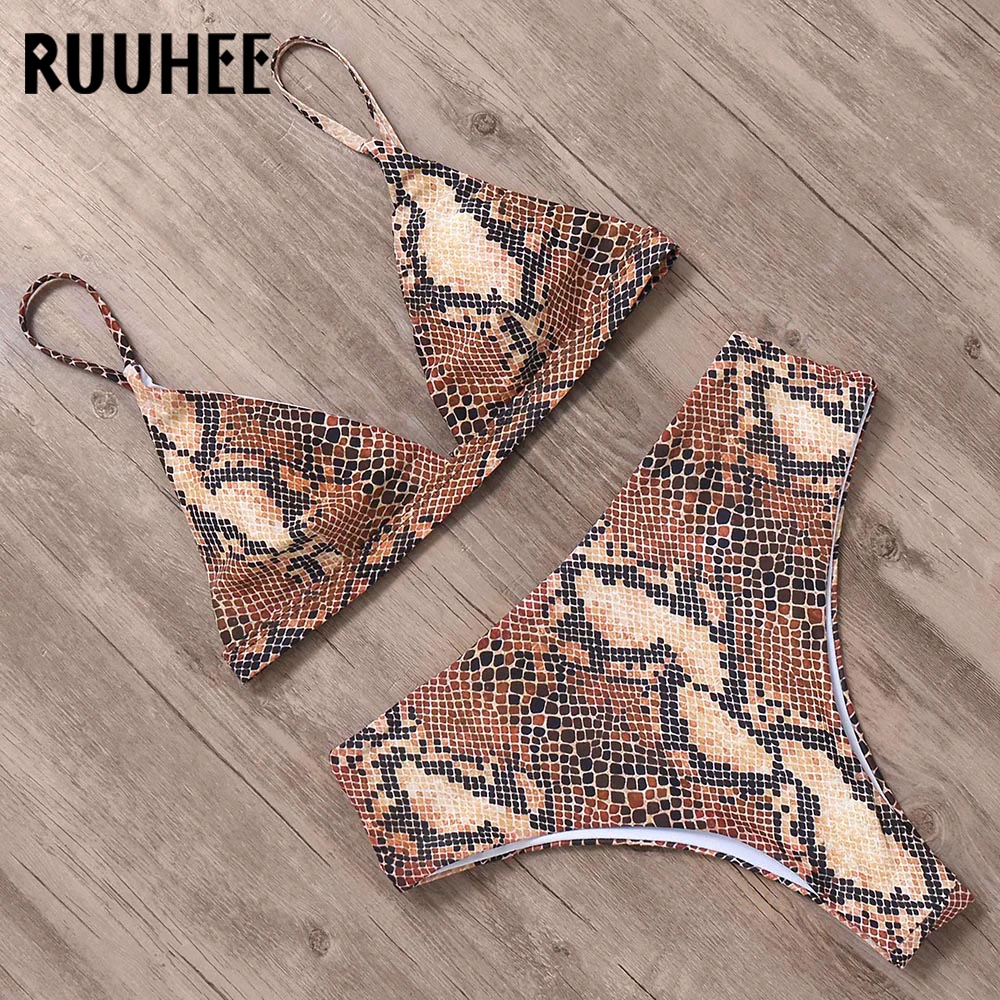 RUUHEE, сексуальный бикини, купальник, женский, Леопардовый, бикини, набор,, купальный костюм, пуш-ап, женская летняя пляжная одежда, с подкладкой, бикини