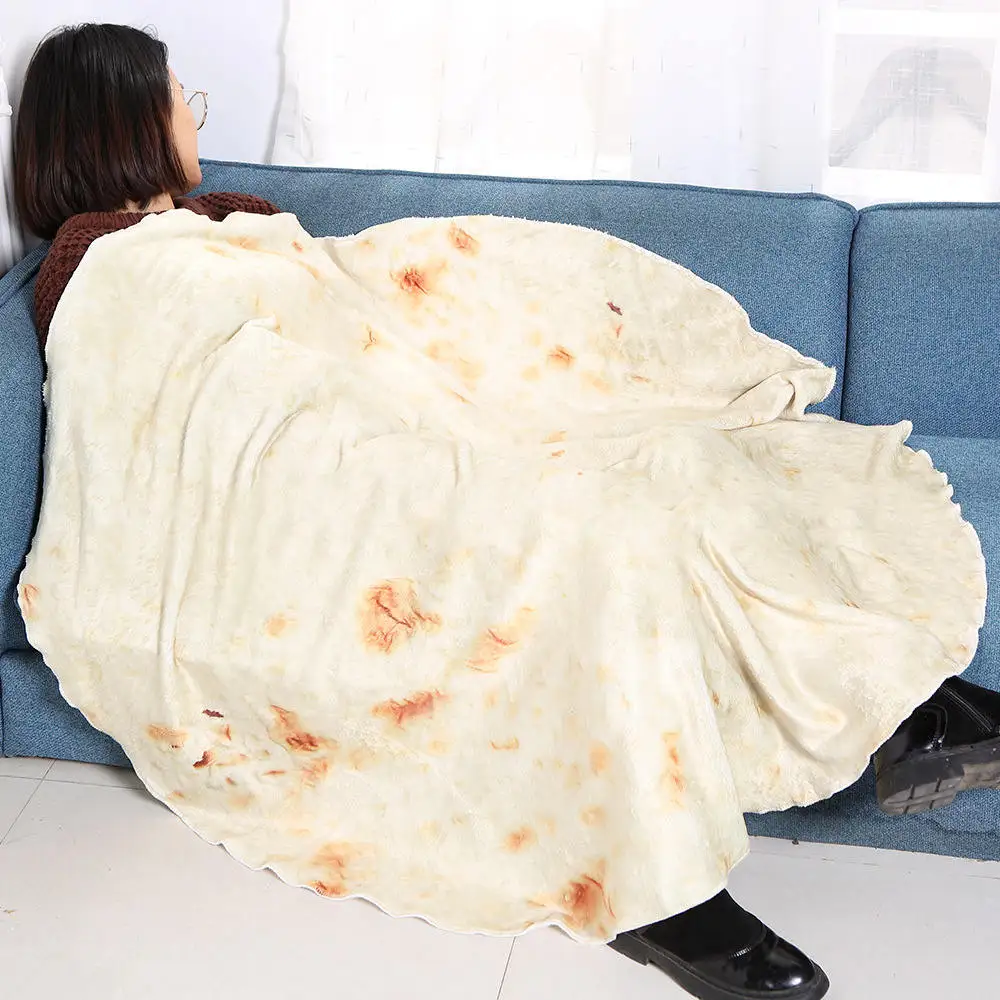 Креативное одеяло Tortilla, круглое смешное одеяло Burrito, супер мягкое Флисовое одеяло для офиса, дивана