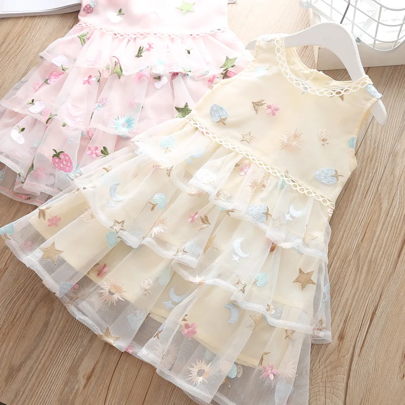 Baby Summer Dress For Girl Kids Sleeveless Clothes Children Girls Floral Princess Wedding Party School Elegant Dresses 3 Years | Детская