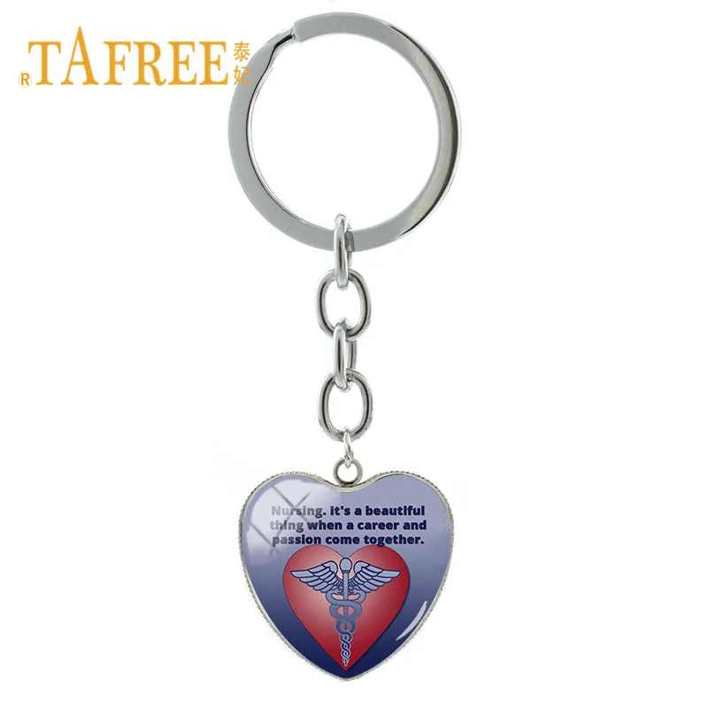 

Брелок TAFREE со стеклянным кабошоном в форме сердца медсестры доктора, женский брелок на день медсестры, фотография DO51