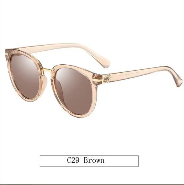 Brown c29 Ruosyling Sunglasses Women Female Polarized UV 400 TAC Lens Dark Round Shades Sun Glasses Ladies Girls Luxury Glasses Beach - Цвет линз: Brown c29