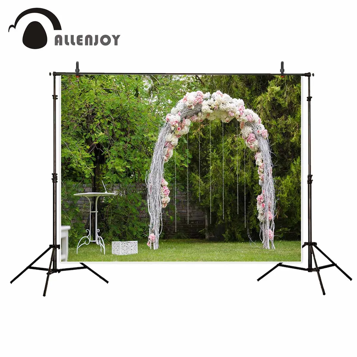 

Фон для детской профессиональной фотосъемки Allenjoy Свадьба Вечеринка ворота цветы АРОКА зеленая трава