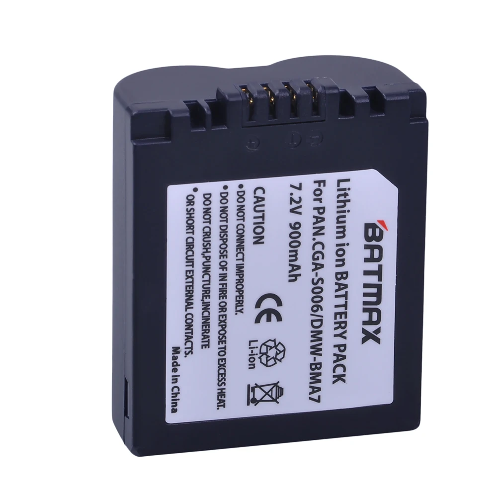 Аккумулятор Batmax для камеры Panasonic 2 шт. аккумулятор CGR CGA S006E S006 S006A BMA7 DMW DMC FZ7 FZ8 FZ18 FZ28
