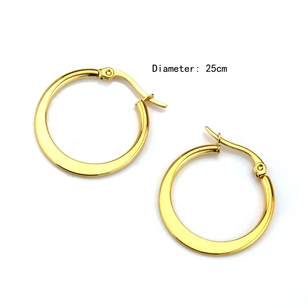Серьги кольца из нержавеющей стали золотого цвета разные размеры|fashion hoop earrings|hoop