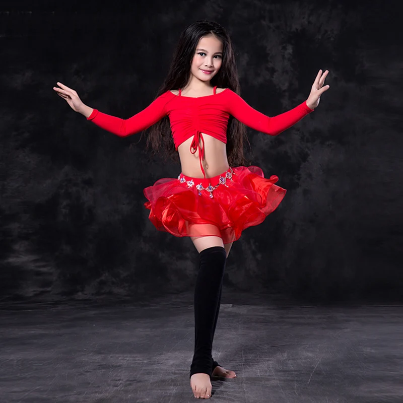 Костюм для танца живота девочек детские топы и юбка костюмы болливудских танцев