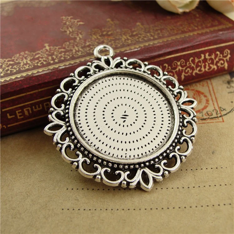 6pcs  Necklace Pendants Setting Cabochon Cameo Base Tray Bezel Blank Fit 25mm Cabochons Jewelry Making Findings