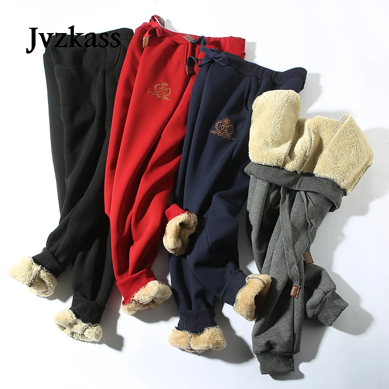 Jvzkass 2021 pantaloni invernali in cotone pantaloni sportivi in pelle di agnello pantaloni casual in lana più pantaloni ispessenti in velluto pantaloni di grandi dimensioni donna Z211