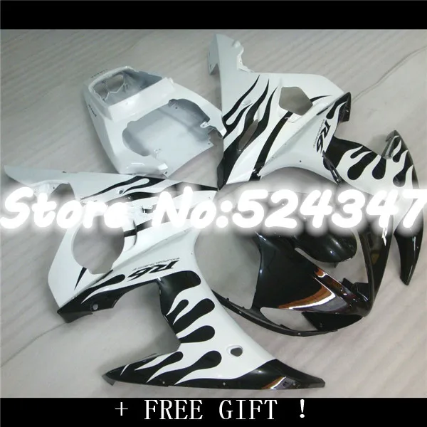 

YZF R6 fairing for YZF R6 2003 2004 2005 YZF-R6 YZFR6 03 04 05 fairing kits black white flame for Yamaha-Hey