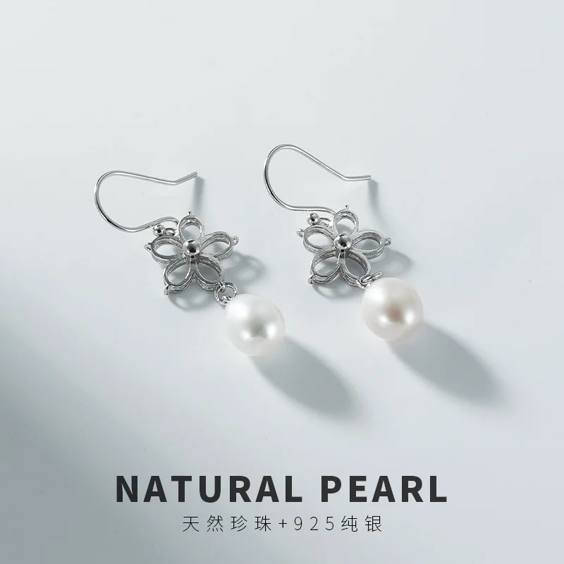 

2018 New Fashion 8mm Natural Freshwater Pearl Earrings For Women 100% 925 Sterling Silver Elegance Drop Earrings Wedding Jewels