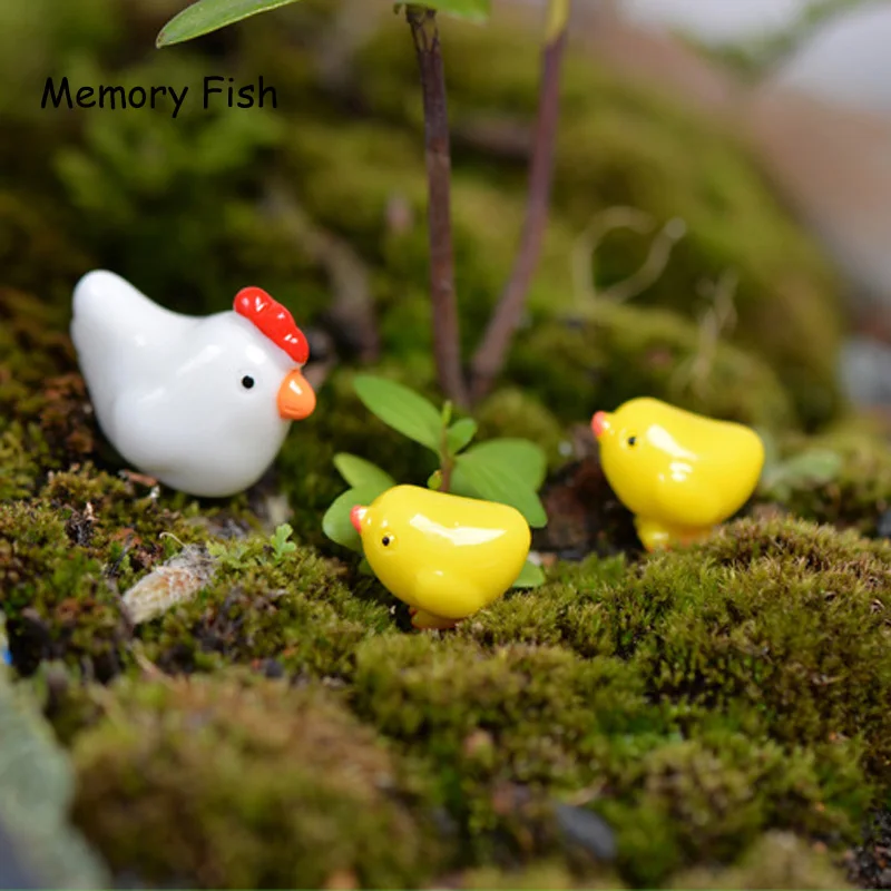 12 шт./компл. милые смолы мини курица семья (яйцо/ЦЫПЛЕНОК/гнездо/курица) ремесло