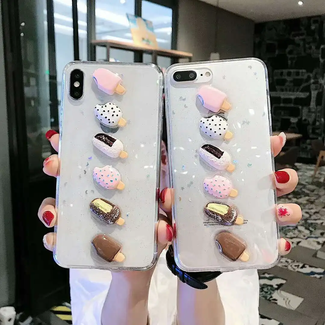 Летний свежий чехол для телефона с мороженым Iphone X Xs Max прозрачный мягкий из ТПУ 6s 7