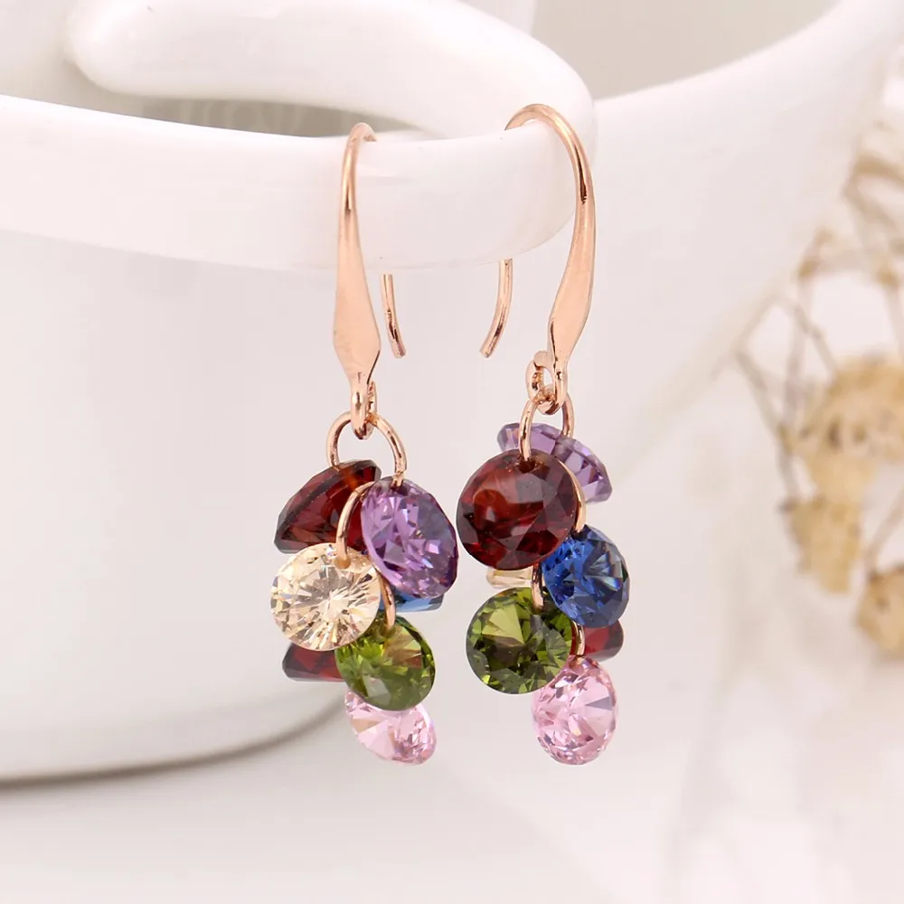 Женские серьги-капельки Manxiuni Разноцветные серьги золотого цвета с кристаллами